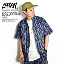 LEFLAH TIGER PATTERN DENIM NO COLLAR S/S SHIRT -NAVY-画像