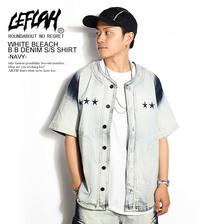 LEFLAH WHITE BLEACH B.B DENIM S/S SHIRT -NAVY-画像