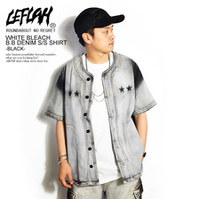 LEFLAH WHITE BLEACH B.B DENIM S/S SHIRT -BLACK-画像