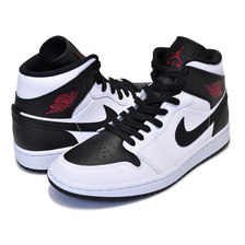 NIKE WMNS AIR JORDAN 1 MID white/gym red-black BQ6472-101画像