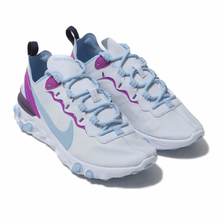 NIKE W REACT ELEMENT 55 FOOTBALL GREY/PSYCHIC BLUE-HYPER VIOLET BQ2728-008画像