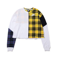 NIKE AS W NSW TOP LS PLAID WHITE/BLACK/WHITE BV4675-100画像