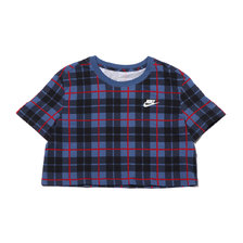 NIKE AS W NSW TEE FUTURA PLAID CROP MYSTIC NAVY CI1015-455画像