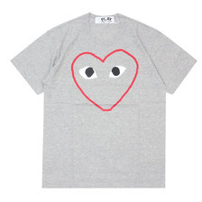 PLAY COMME des GARCONS MENS HEART OUTLINE TEE GRAY画像