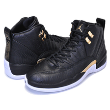 NIKE WMNS AIR JORDAN 12 RETRO black/metallic gold-white AO6068-007画像
