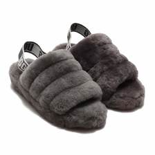 UGG W FLUFF YEAH SLIDE CHARCOAL 1095119-CHRC画像