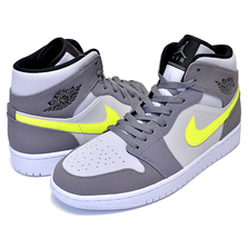 NIKE AIR JORDAN 1 MID gunsmoke/volt-neutral grey 554724-072画像