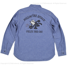TOYS McCOY MILITARY CHAMBRAY WORK SHIRT FELIX THE CAT "FOLLOW THE ATTACK" TMS1905画像