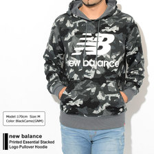 new balance Printed Essential Stacked Logo Pullover Hoodie AMT93582画像