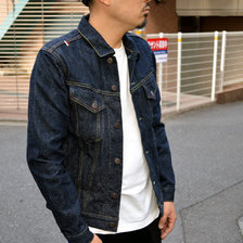 TANUKI EJKT3 18oz "EARTH" GREEN CAST SELVEDGE 3RD TYPE JACKET WITH HANDWARMERS画像