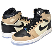 NIKE WMNS AIR JORDAN 1 RETRO HI PREMIUM black/fossil-pale ivory AH7389-003画像