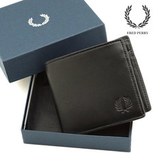 FRED PERRY LEATHER BILLFOLD BLACK F19915画像