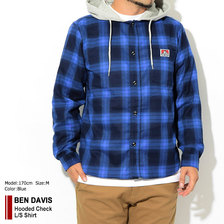 BEN DAVIS Hooded Check L/S Shirt G-9780025画像