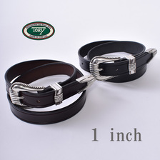 Tory Leather 1inch 3-Piece Silver Buckle Set Belt画像