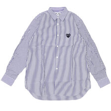 PLAY COMME des GARCONS MENS BLACK HEART STRIPE L/S SHIRT画像