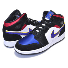 NIKE AIR JORDAN 1 MID SE(GS) black/field purple-white BQ6931-005画像