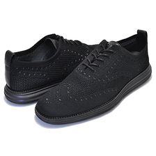 COLE HAAN ORIGINAL GRAND STITCHLITE KNIT WINGTIP OXFORD BLACK/BLACK C28443画像