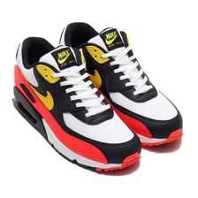 NIKE AIR MAX 90 ESSENTIAL WHITE/CHROME YELLOW-BLACK-BRIGHT CRIMSON AJ1285-109画像