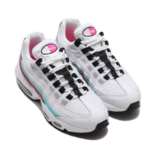 NIKE WMNS AIR MAX 95 WHITE/BLACK-AURORA GREEN-PINK BLAST 307960-117画像