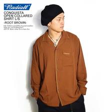 RADIALL CONQUISTA - OPEN COLLARED SHIRT L/S -ROOT BROWN- RAD-19AW-SH003画像