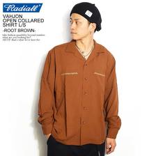RADIALL VAHJON - OPEN COLLARED SHIRT L/S -ROOT BROWN- RAD-19AW-SH002画像