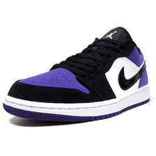 NIKE AIR JORDAN 1 LOW WHITE/BLACK/COURT PURPLE/BLANC/VIOLET COURT/NOIR 553558-125画像