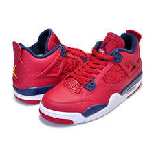 NIKE AIR JORDAN 4 RETRO(GS) FIVA gym red/obsidian-white 408452-617画像