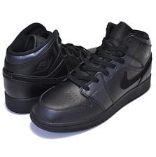NIKE AIR JORDAN 1 MID(GS) black/black-black 554725-090画像