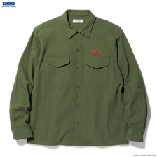 RADIALL SLOW BURN - OPEN COLLARED SHIRT L/S (OLIVE) RAD19AWSH008画像