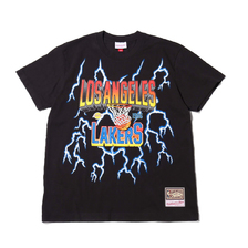Mitchell & Ness LIGHTNING TEE LOS ANGELES LAKERS BLACK SSTEEF18012画像