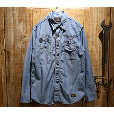 TOYS McCOY MILITARY CHAMBRAY WORK SHIRT FELIX THE CAT "FOLLOW THE ATTACK" TMS1905画像