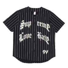 Supreme 19FW Love Hate Baseball Jersey BLACK画像