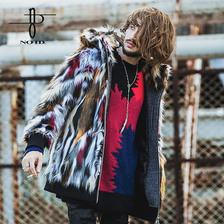 NO ID. BLACK MIXフェイクファーフーデッドBLZ 445006-265B画像