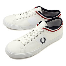 FRED PERRY UNDERSPIN TIPPED CUFF TWILL WHITE/NAVY B7106-100画像