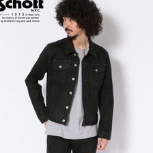 Schott STRETCH BLACK DENIM JACKET 606919304画像