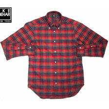 IKE BEHAR MF1501LB FREED0M FIT L/S B.D CHECK FLANNEL SHIRTS red x navy画像