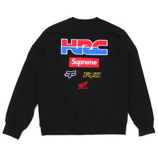 Supreme &times; Honda &times; Fox Racing 19FW Crewneck BLACK画像