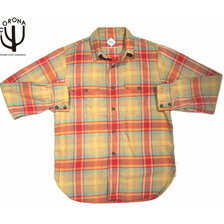CORONA CS002-19-05 NAVY 2POCKET FLANNEL SHIRTS khaki x red x mustard画像