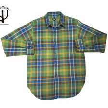 CORONA CS001-19-02 NAVY 1POCKET FLANNEL SHIRTS green x brown x orange画像