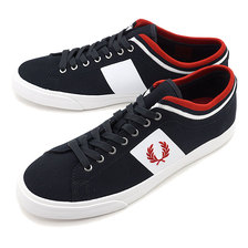 FRED PERRY UNDERSPIN TIPPED CUFF TWILL NAVY/WINTER RED B7106-608画像