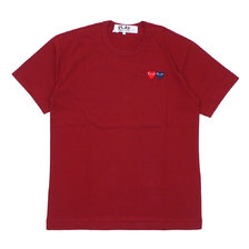 PLAY COMME des GARCONS MENS 2HEART TEE BURGUNDY画像