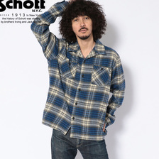 Schott VINTAGE NEL PLAID OPEN COLLAR SHIRT 3195047画像