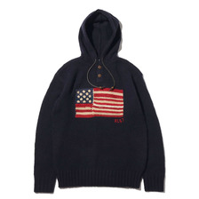 POLO RALPH LAUREN FLAG HOODIE-LONG SLEEVE-SWEATER NAVY画像