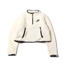 NIKE AS W NSW FLC QZ CROP PLUSH PALE IVORY/BLACK/BLACK CJ6283-110画像
