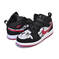 NIKE JORDAN 1 MID SE (TD) black/gym red-white BQ6933-061画像