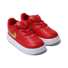 NIKE FORCE 1 '18 (TD) UNIVERSITY RED/METALLIC GOLD-WHITE 905220-606画像