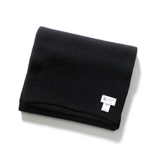 Johnstons of elgin BLACK RIBBED WIDE SCARF SA0900画像