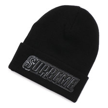 Supreme 19FW Raised Patent Logo Beanie BLACK画像