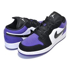 NIKE AIR JORDAN 1 LOW (GS) white/black-court purple 553560-125画像