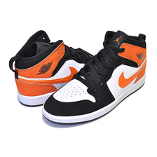 NIKE JORDAN 1 MID (PS) black/starfish-starfish-white 640734-058画像